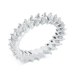 Memoire Ring aus 750 Weißgold 25 Diamanten Navette-Schliff 3,13ct TW-SI B:4,8mm