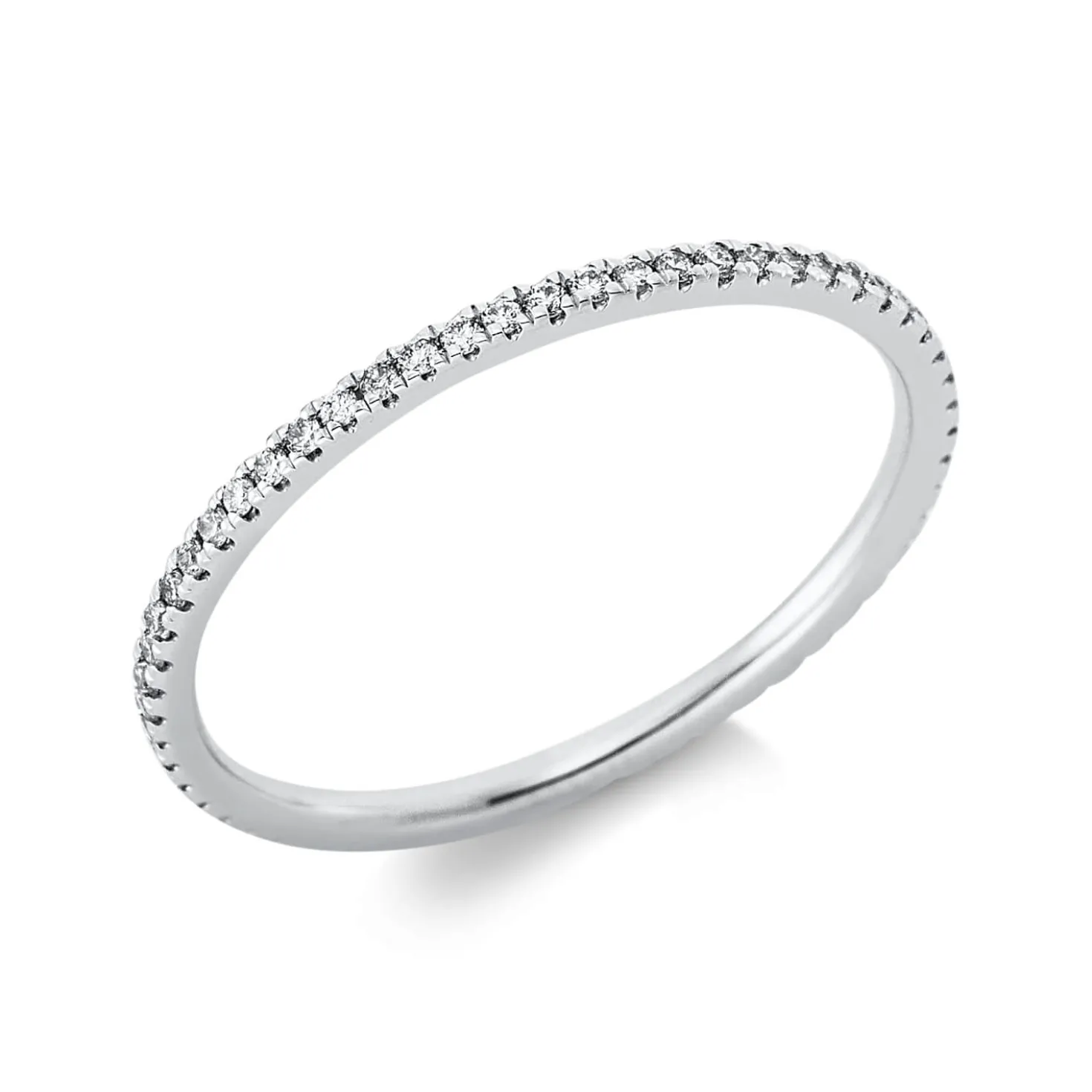 Memoire Ring schmal aus 585 Weißgold 57 Brillanten 0,2ct TW-SI B:1,3mm