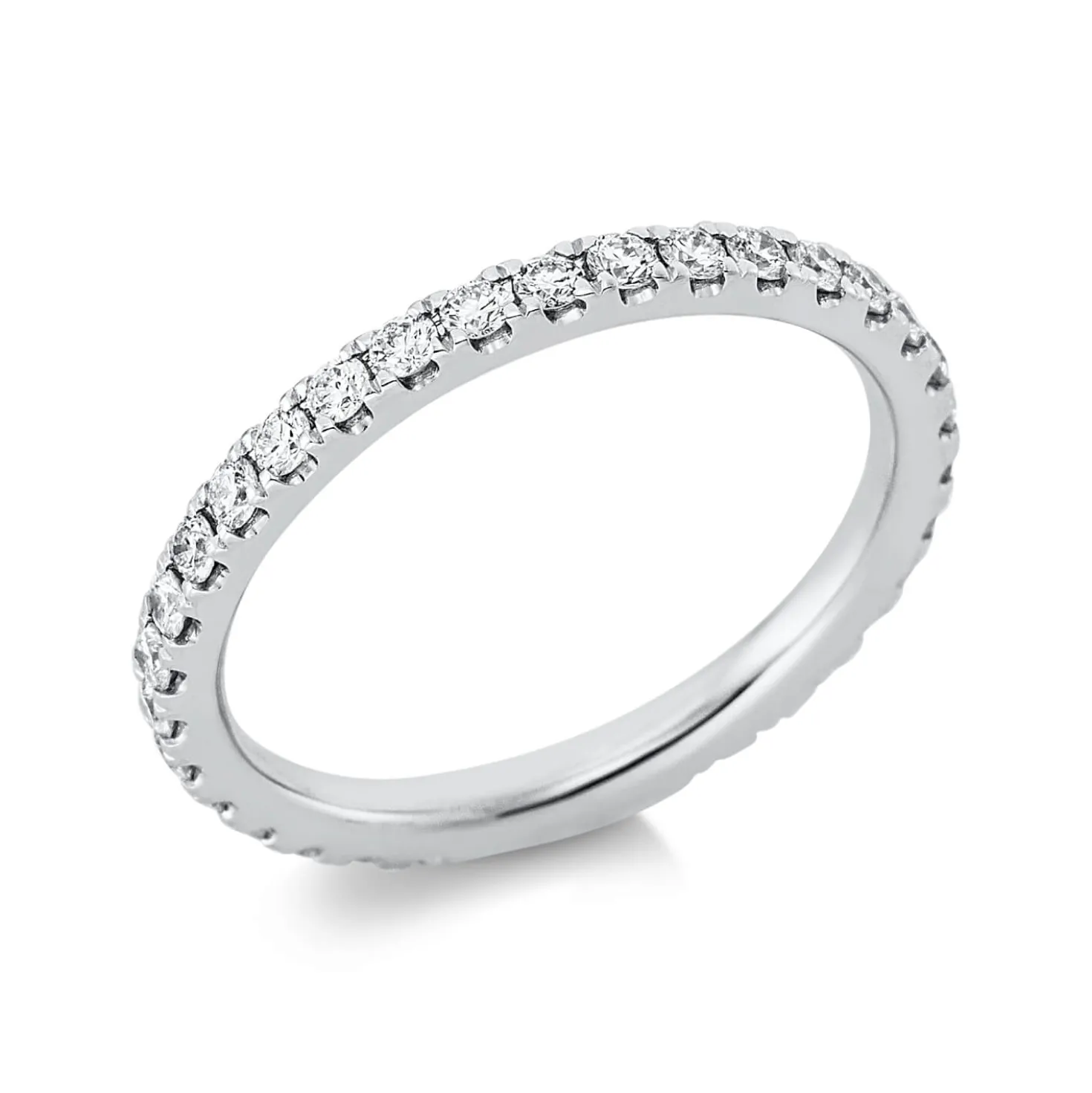 Memoire Ring schmal aus 750 Weißgold 32 Brillanten 0,66ct TW-SI B:2,1mm