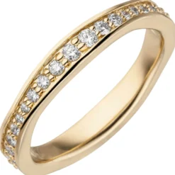 Memory-Ring aus 585 Gold Gelbgold mit Diamanten Brillanten W-SI rundum