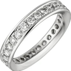 Memory-Ring aus 585 Gold Weißgold mit Diamanten Brillanten W-SI rundum B: 4,1mm