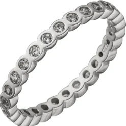 Memory-Ring Tennisring Damenring Zirkonia rundum 925 Silber rhodiniert B: 2,5mm
