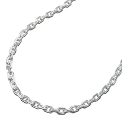 2mm Ankerkette Collier Halskette aus 925 Silber, diamantiert, 50cm