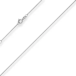 1mm Ankerkette diamantiert Collier aus 375 Gold Weißgold 50cm mit Zwischenöse