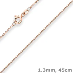 1,3mm Ankerkette diamantiert Collier Halskette aus 585 Gold Rotgold 45cm