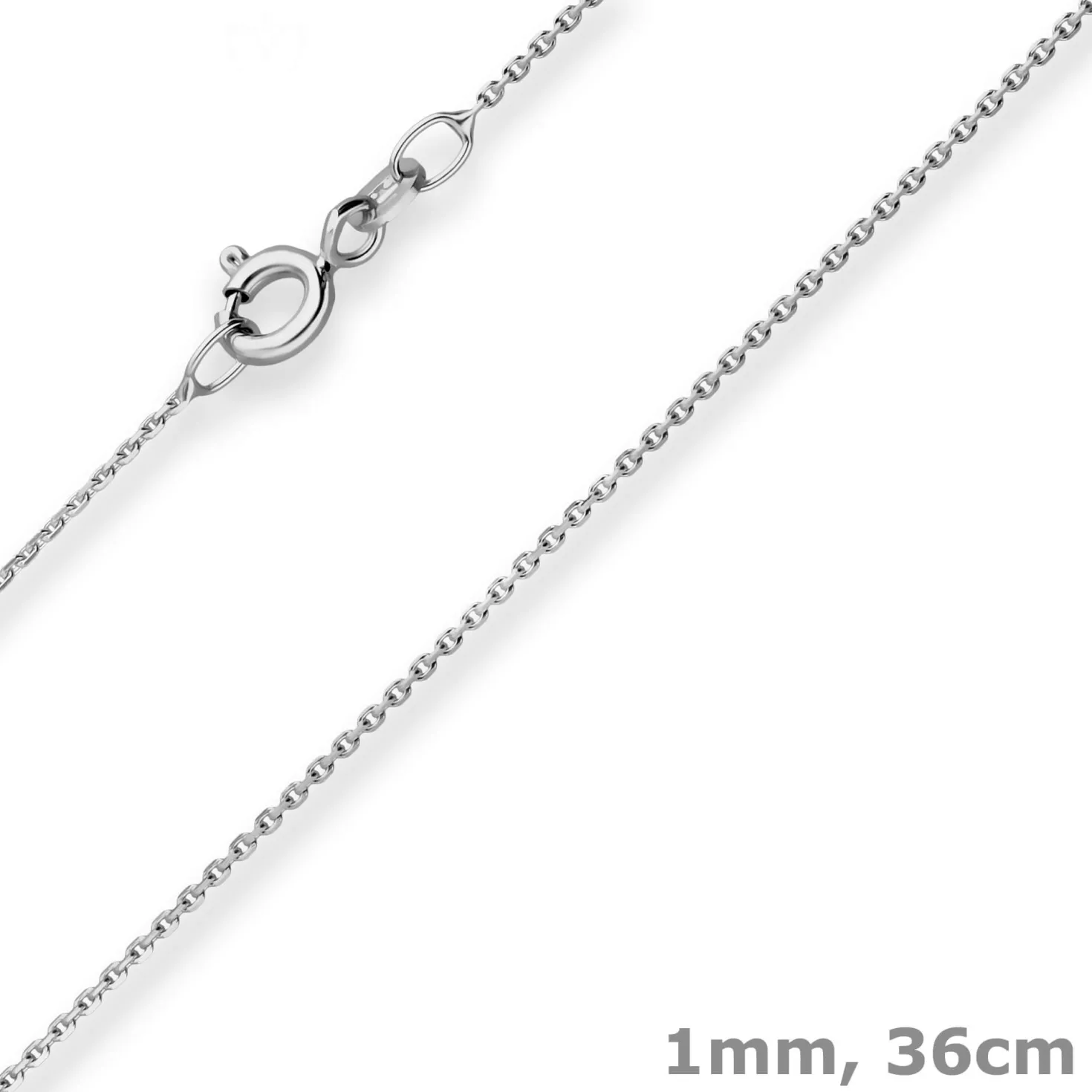1mm Ankerkette diamantiert Collier Halskette aus 333 Gold Weißgold 36cm