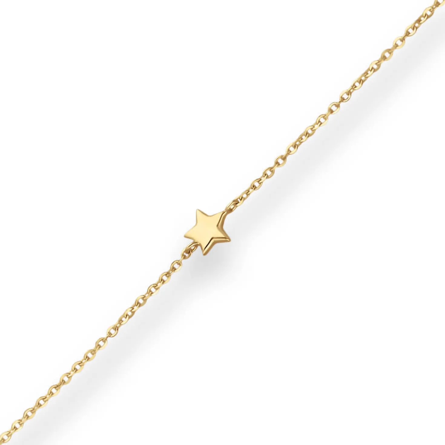 1,2mm Ankerkette diamantiert Collier Fünf Sterne hohl aus 585 Gelbgold 38cm