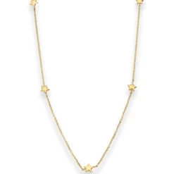 1,2mm Ankerkette diamantiert Collier Fünf Sterne hohl aus 585 Gelbgold 38cm