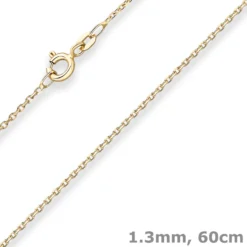 1,3mm Ankerkette diamantiert Collier Halskette aus 333 Gold Gelbgold 60cm