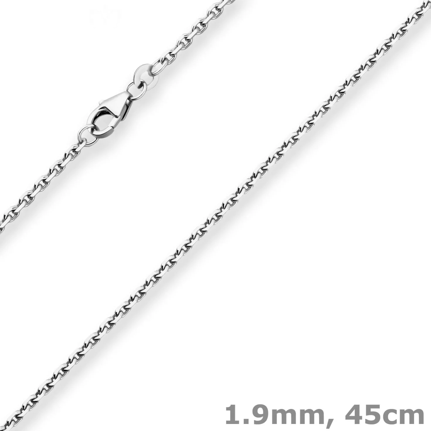 1,9mm Ankerkette diamantiert Collier Halskette aus 925 Silber rhodiniert 45cm