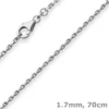 1,7mm Ankerkette diamantiert Collier Halskette aus 925 Silber rhodiniert 70cm