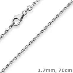1,7mm Ankerkette diamantiert Collier Halskette aus 925 Silber rhodiniert 70cm