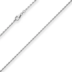 1,7mm Ankerkette diamantiert Collier Halskette aus 925 Silber rhodiniert 60cm