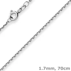 1,7mm Ankerkette diamantiert Collier Halskette aus 925 Silber rhodiniert 70cm