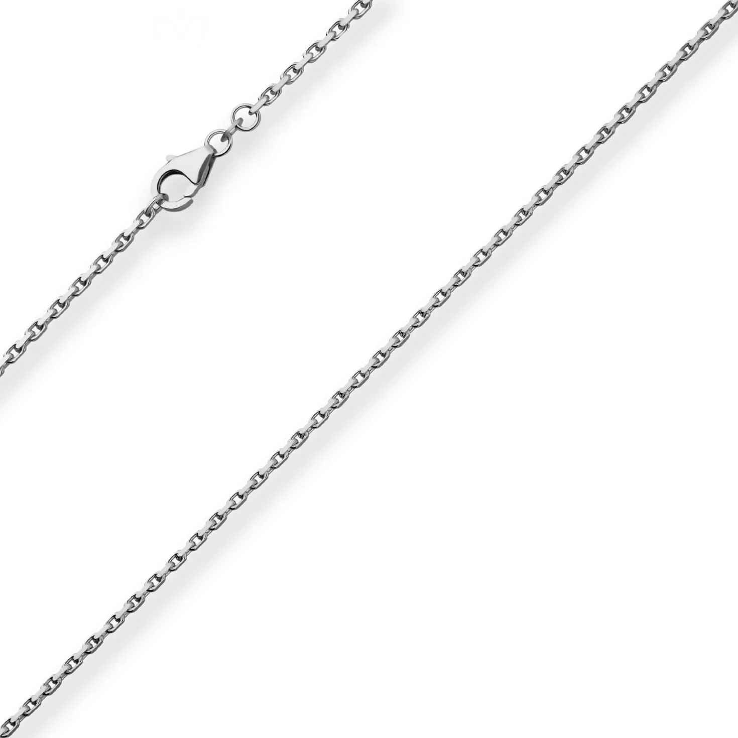 1,7mm Ankerkette diamantiert Collier Halskette aus 925 Silber rhodiniert 42cm