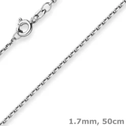1,7mm Ankerkette diamantiert Collier Halskette aus 925 Silber rhodiniert 50cm