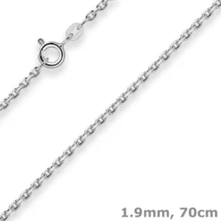 1,9mm Ankerkette diamantiert Collier Halskette aus 925 Silber rhodiniert 70cm