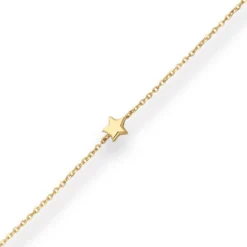 1,2mm Ankerkette diamantiert Collier 5 Sterne hohl aus 375 Gelbgold 38cm