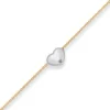 0,5mm Ankerkette diamantiert Collier Herz Halskette aus 375 Gold gelb/weiß 38cm