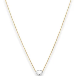 0,5mm Ankerkette diamantiert Collier Herz Halskette aus 375 Gold gelb/weiß 38cm