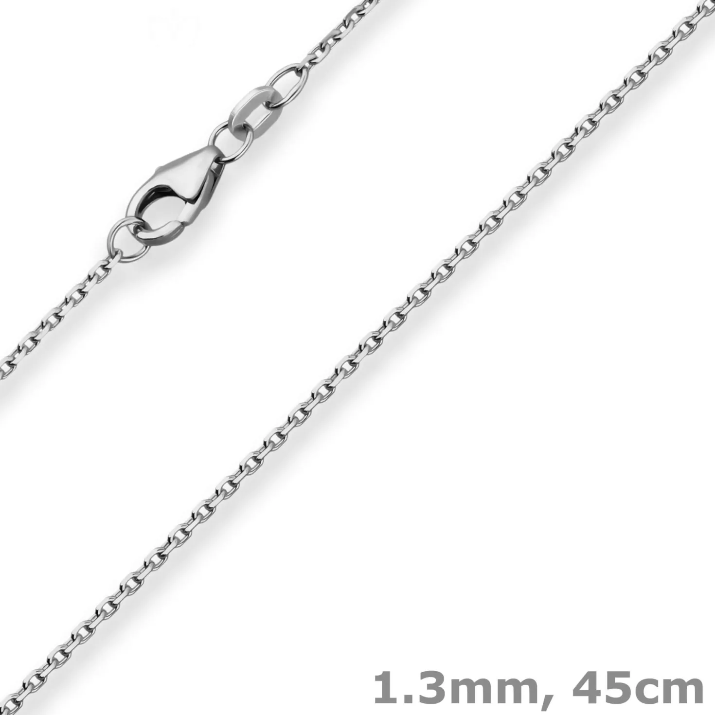 1,3mm Ankerkette diamantiert Kette Collier Halskette aus 750 Gold Weißgold 45cm