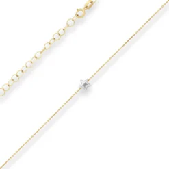 0,5mm Ankerkette diamantiert Kette Collier Stern aus 375 Gold gelb/weiß 38cm