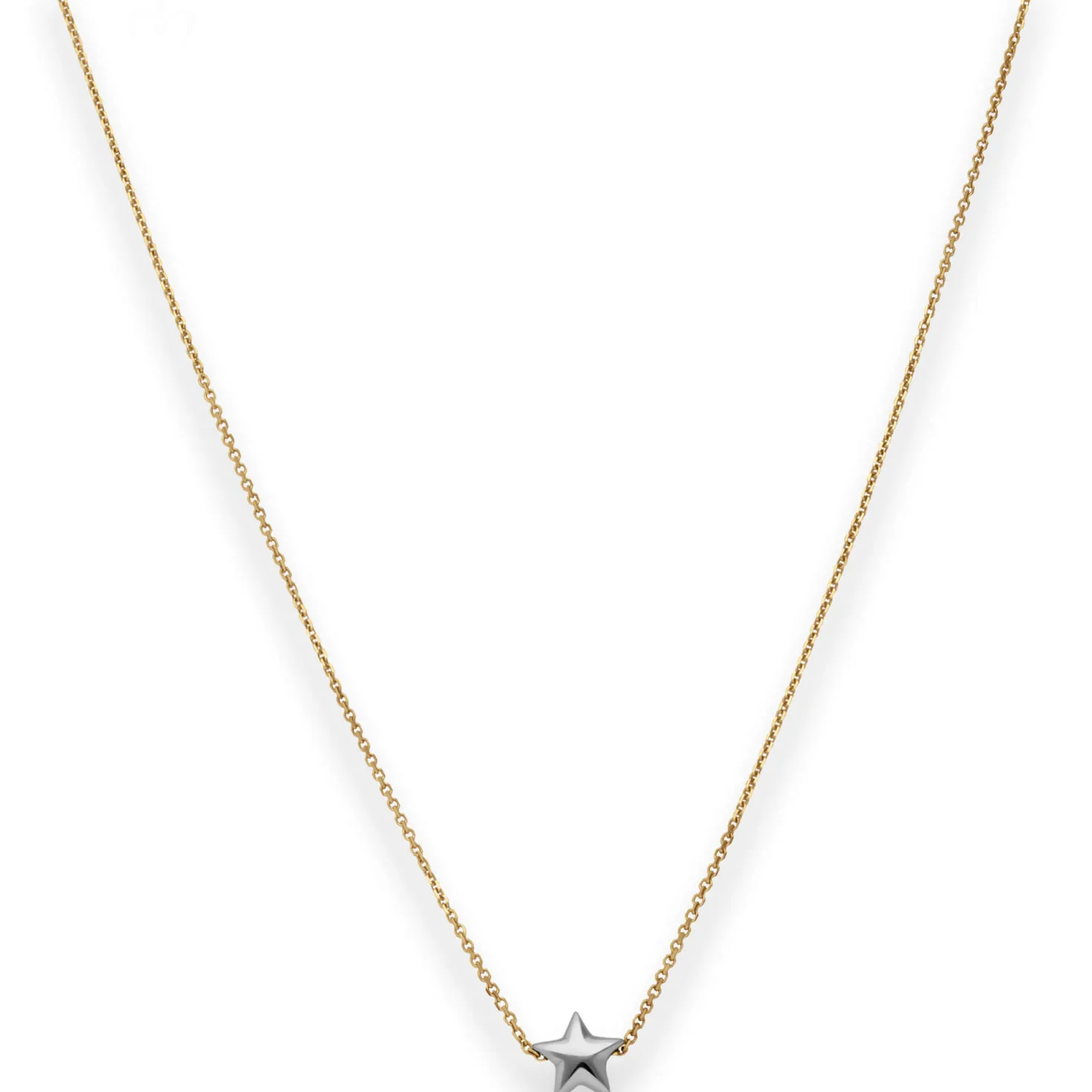 0,5mm Ankerkette diamantiert Kette Collier Stern aus 375 Gold gelb/weiß 38cm