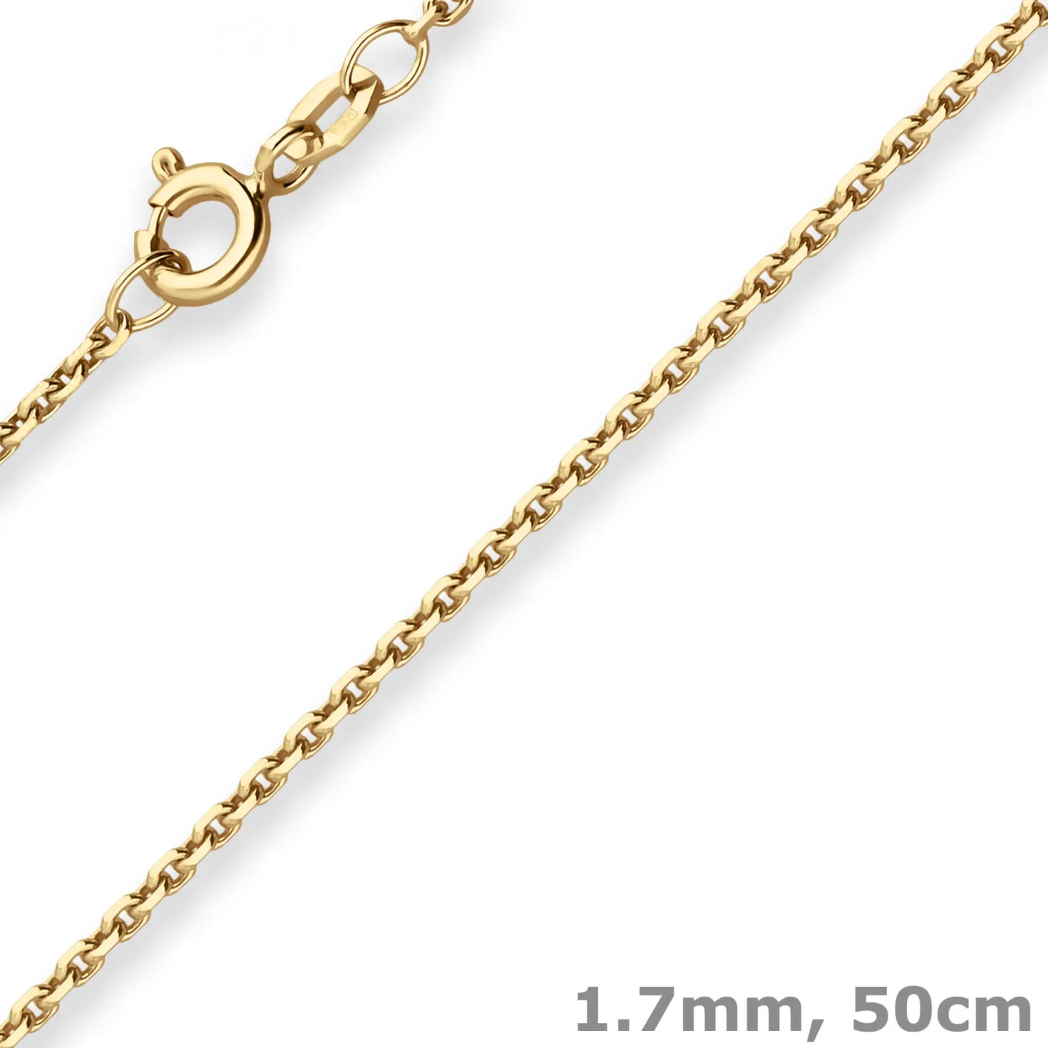 1,7mm Ankerkette diamantiert Kette Collier Halskette aus 333 Gold Gelbgold 50cm