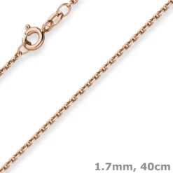 1,7mm Ankerkette diamantiert Kette Collier Halskette aus 585 Gold Rotgold 40cm