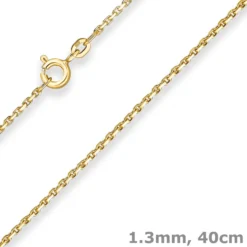 1,3mm Ankerkette diamantiert Kette Collier Halskette aus 333 Gold Gelbgold 40cm