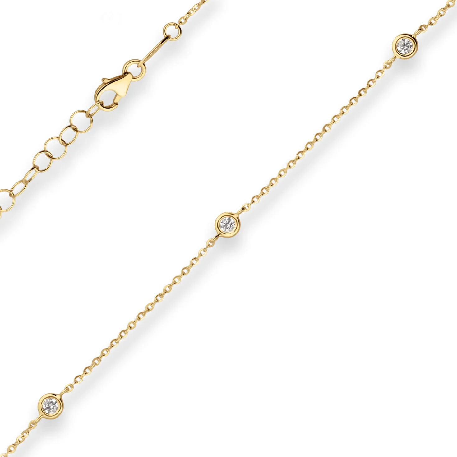 1,2mm Ankerkette diamantiert Kette Collier mit Zirkonia 585 Gold Gelbgold 38cm
