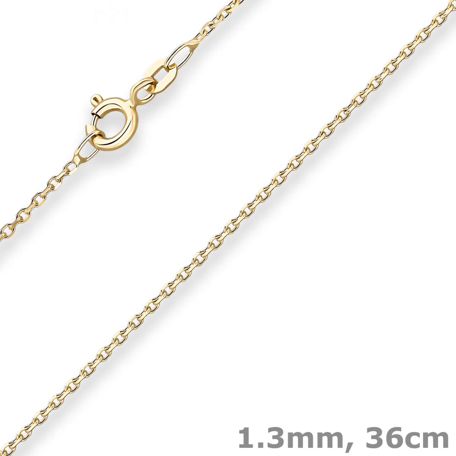 1,3mm Ankerkette diamantiert Kette Collier Halskette aus 585 Gold Gelbgold 36cm