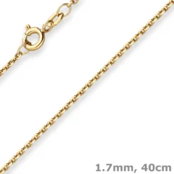 1,7mm Ankerkette diamantiert Kette Collier Halskette aus 333 Gold Gelbgold 40cm