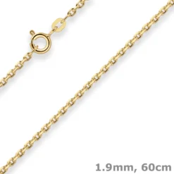 1,9mm Ankerkette diamantiert Kette Collier Halskette aus 585 Gold Gelbgold 60cm