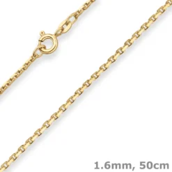 1,6mm Ankerkette diamantiert Kette Collier Halskette aus 333 Gold Gelbgold 50cm