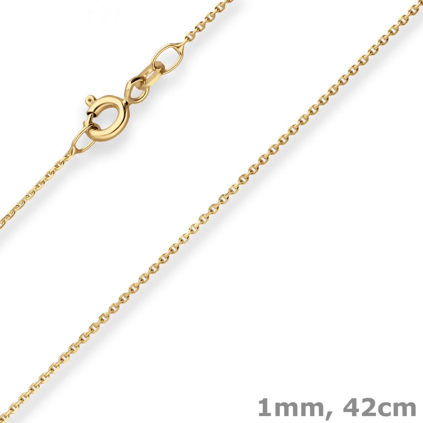1mm Ankerkette diamantiert Kette Collier Halskette aus 585 Gold Gelbgold 42cm