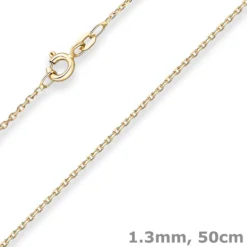 1,3mm Ankerkette diamantiert Kette Collier Halskette aus 585 Gold Gelbgold 50cm