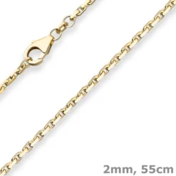 2mm Ankerkette diamantiert Kette Collier Halskette aus 585 Gold Gelbgold 55cm