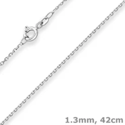 1,3mm Ankerkette diamantiert Kette Collier Halskette aus 333 Gold Weißgold 42cm