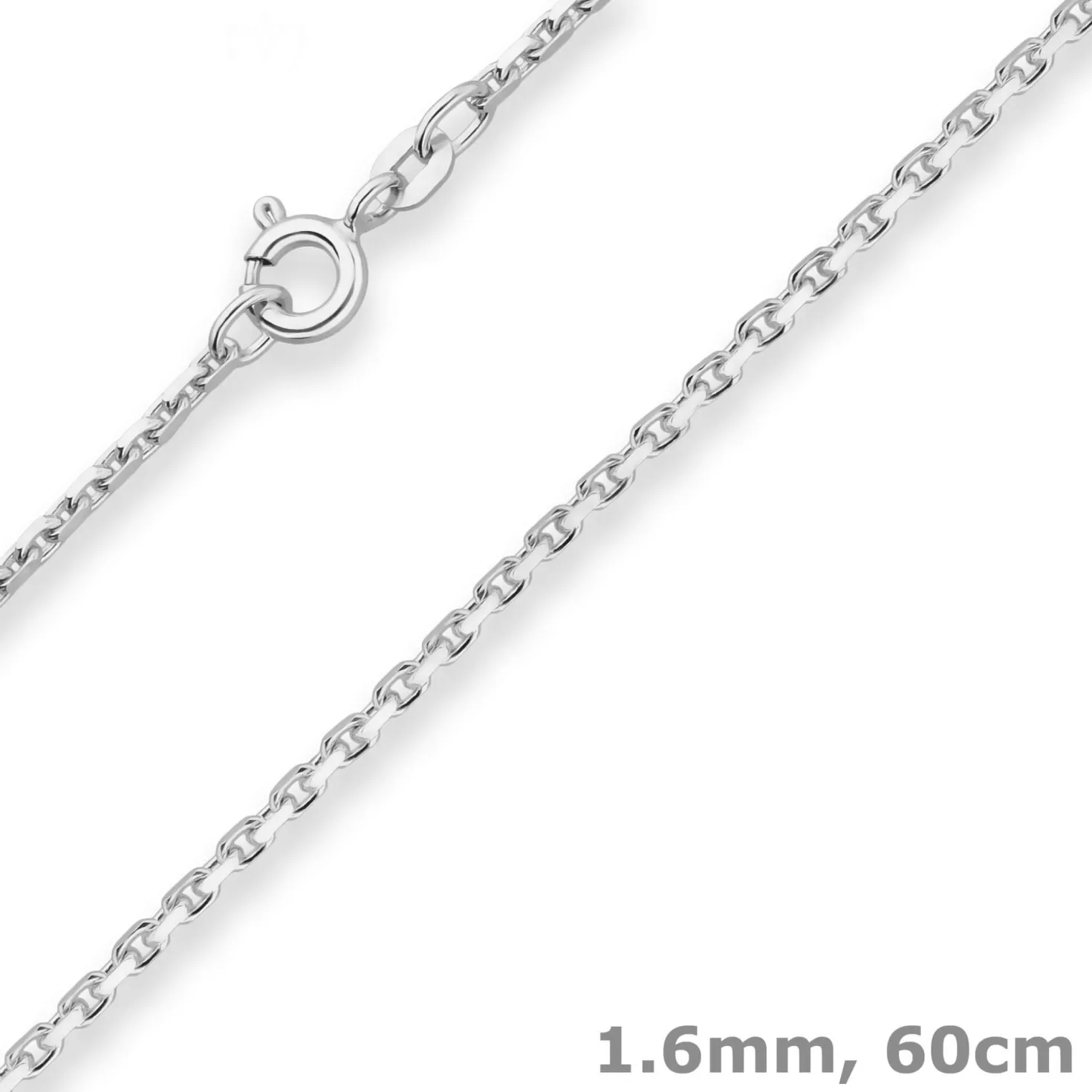 1,6mm Ankerkette diamantiert Silberkette Collier Halskette aus 925 Silber 60cm
