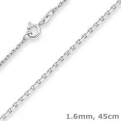 1,6mm Ankerkette diamantiert Silberkette Collier Halskette aus 925 Silber 45cm