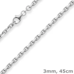 3mm Ankerkette diamantiert Silberkette Collier Halskette aus 925 Silber 45cm