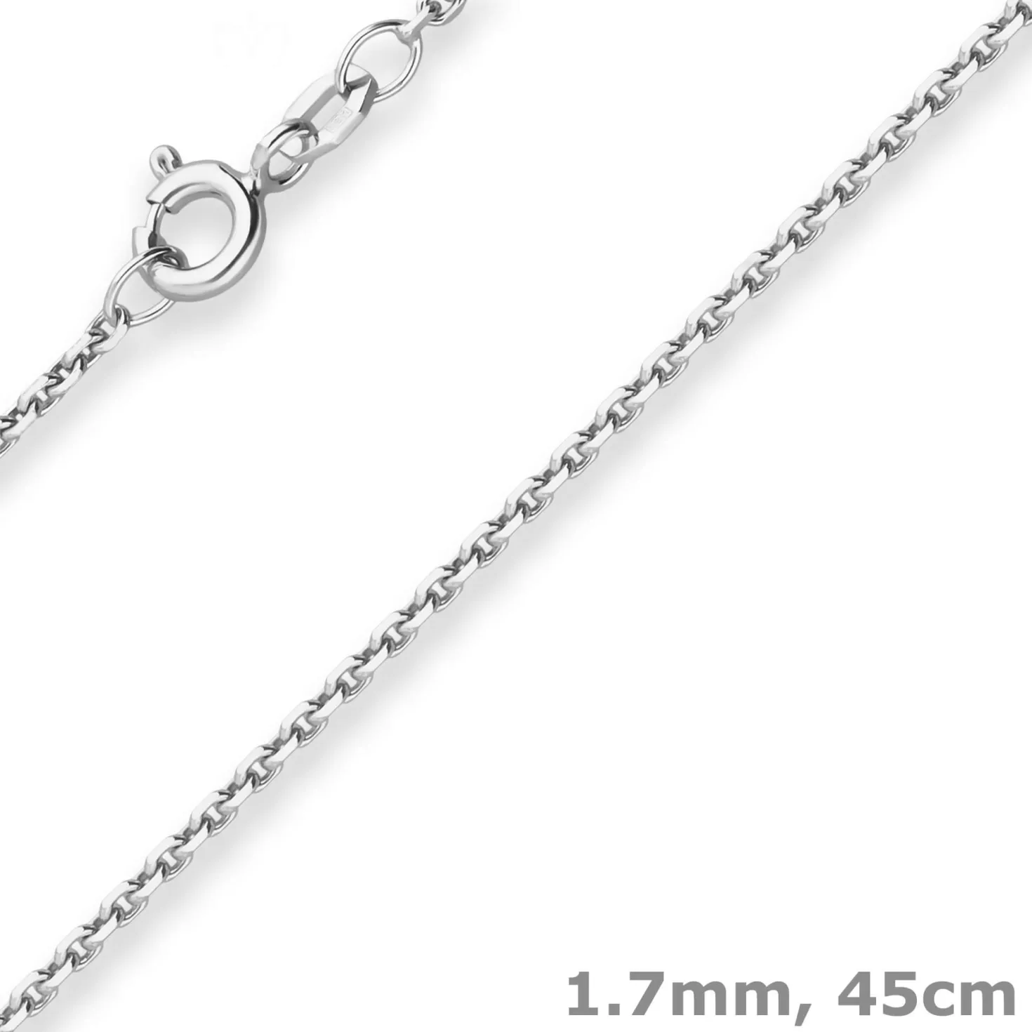 1,7mm Ankerkette diamantiert Silberkette Collier Halskette aus 925 Silber 45cm