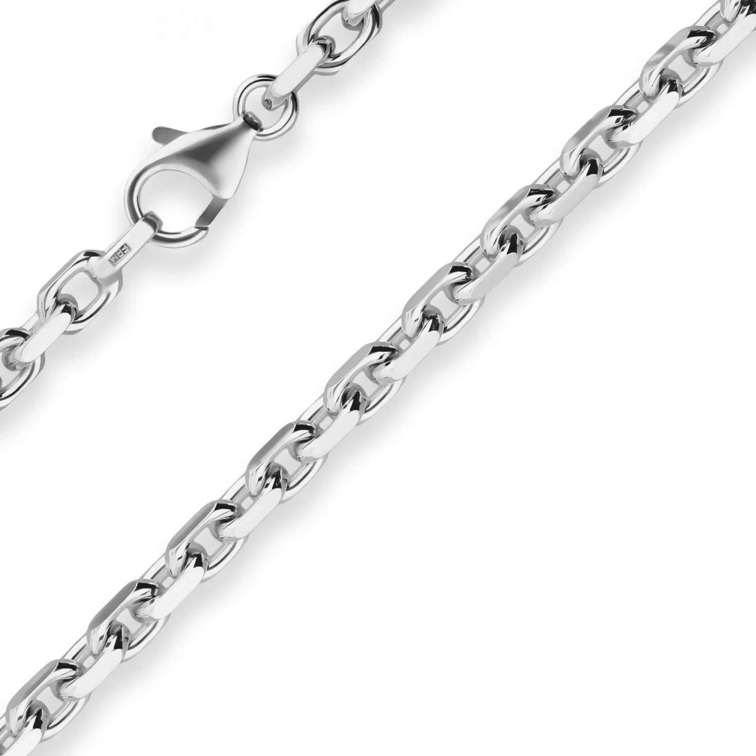 4mm Ankerkette diamantiert Silberkette Collier Halskette aus 925 Silber 80cm