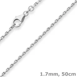 1,7mm Ankerkette diamantiert Silberkette Collier Halskette aus 925 Silber 50cm