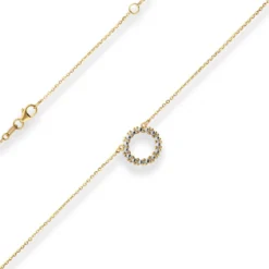 1,2mm Ankerkette flach Collier Ring 585 Gold gelb/weiß 46cm mit Zwischenöse