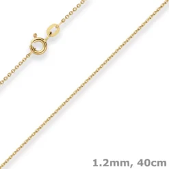 1,2mm Ankerkette flach Goldkette Collier Halskette aus 585 Gold Gelbgold 40cm