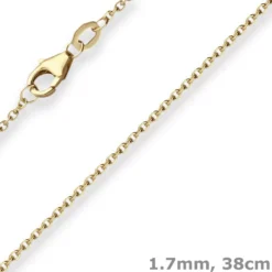 1,7mm Ankerkette flach Goldkette Collier Halskette aus 375 Gold Gelbgold 38cm