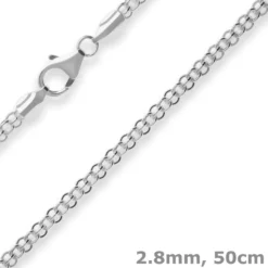 2,8mm Ankerkette flach Silberkette Collier Halskette aus 925 Silber 50cm