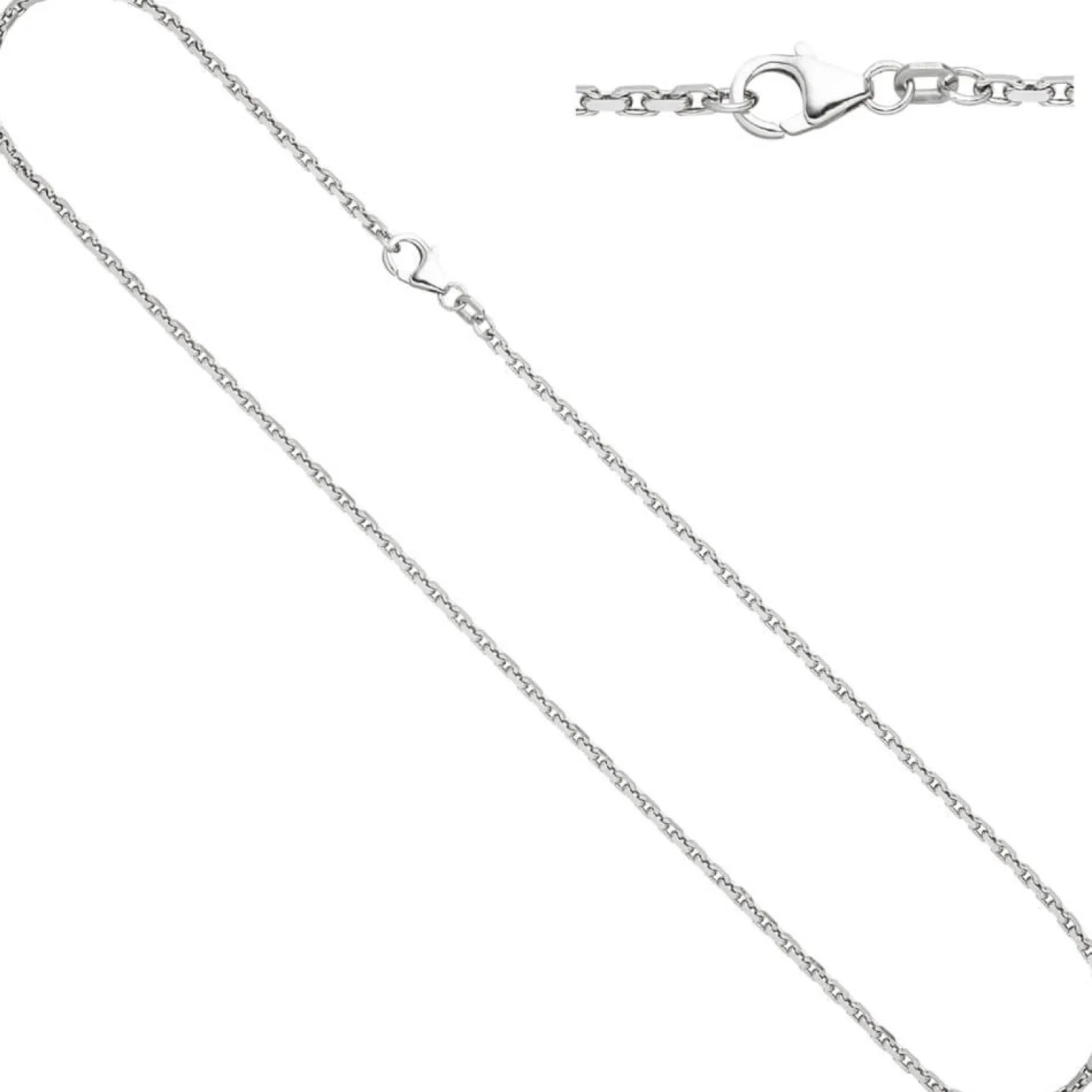 2mm Ankerkette Halskette Collier aus 925 Silber rhodiniert Silberkette 45cm